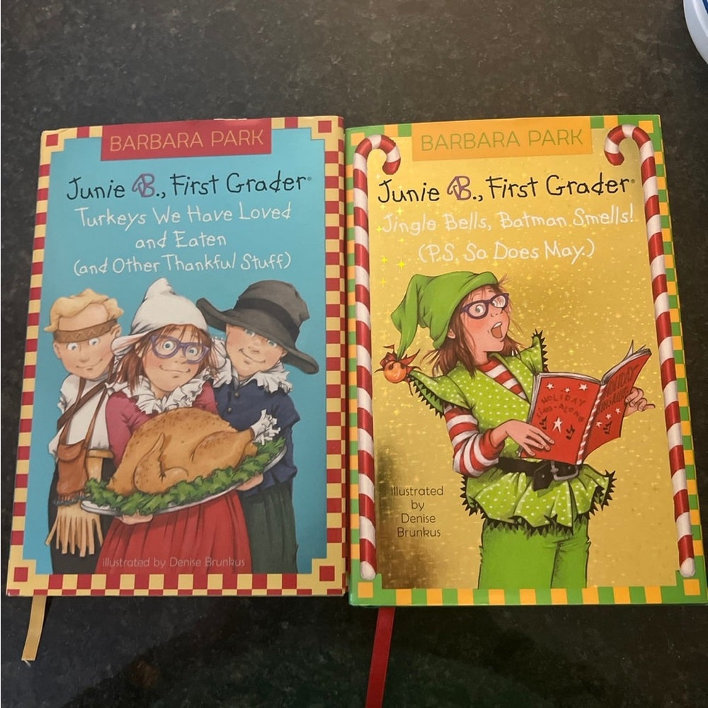 Set of 2 Junie B., First Grader hard cover books.